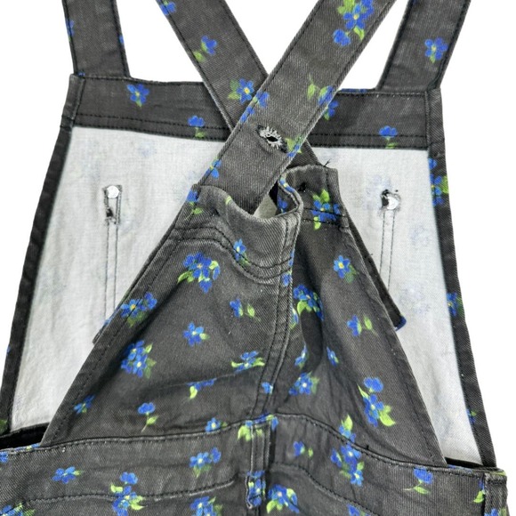 WeWoreWhat Ditsy Floral Print Slouchy Slit Overalls XS Black Blue Adjustable - Picture 8 of 10